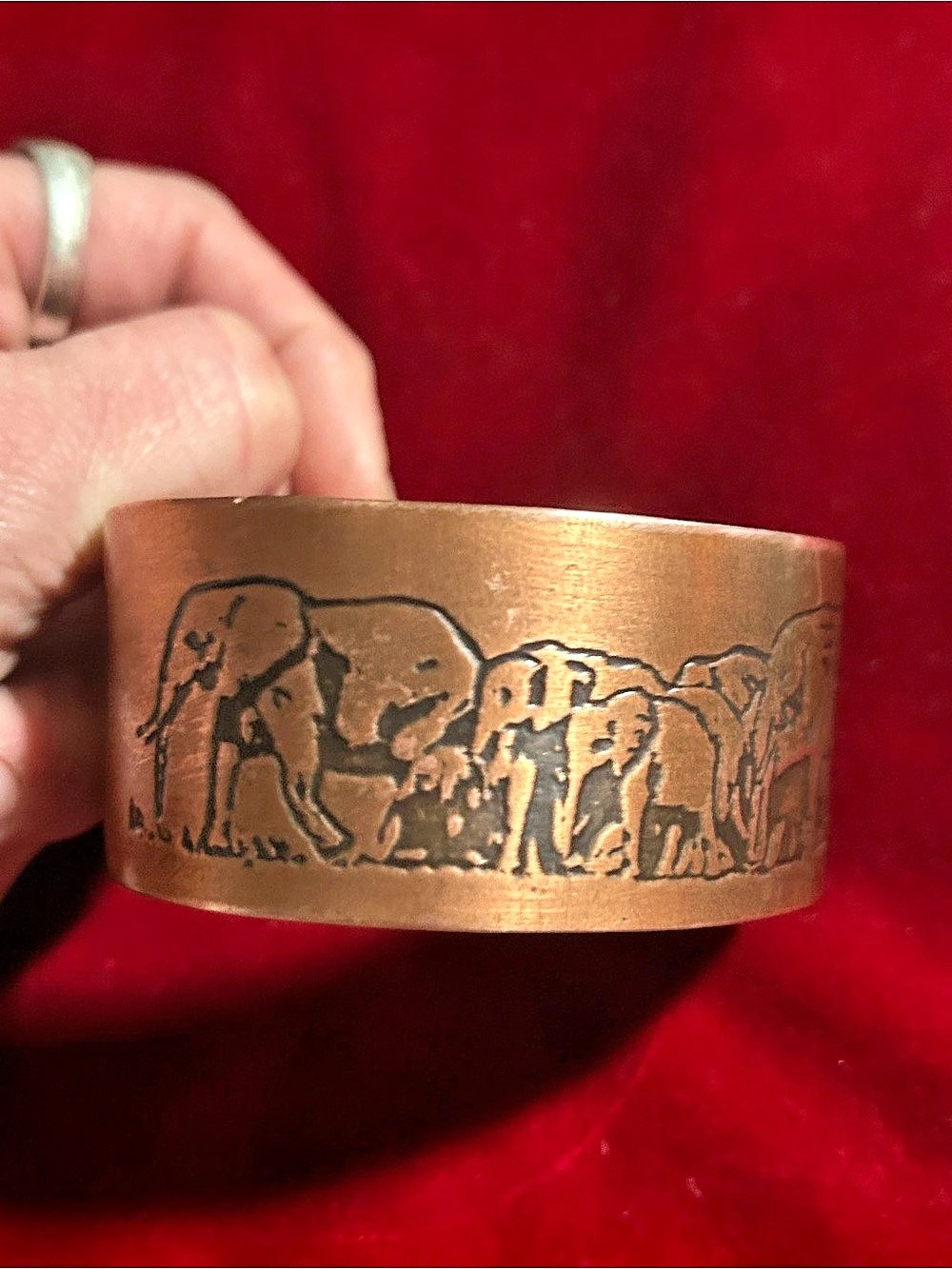 Engraved Cooper Elephant Cuff Bracelet i